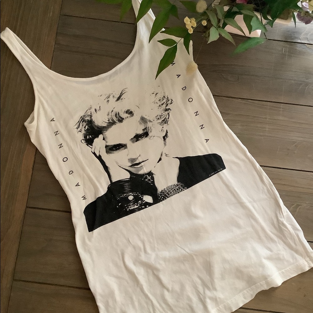 H&M Madonna Album White Long Tank Top